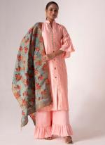 Tussar Silk Peach Festival Wear Embroidery Work Plazzo Suit